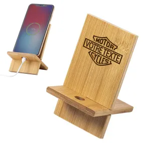 Support pour Smartphone en Bambou poli avec personnalisation gravée au laser | style harley | idée cadeau motard