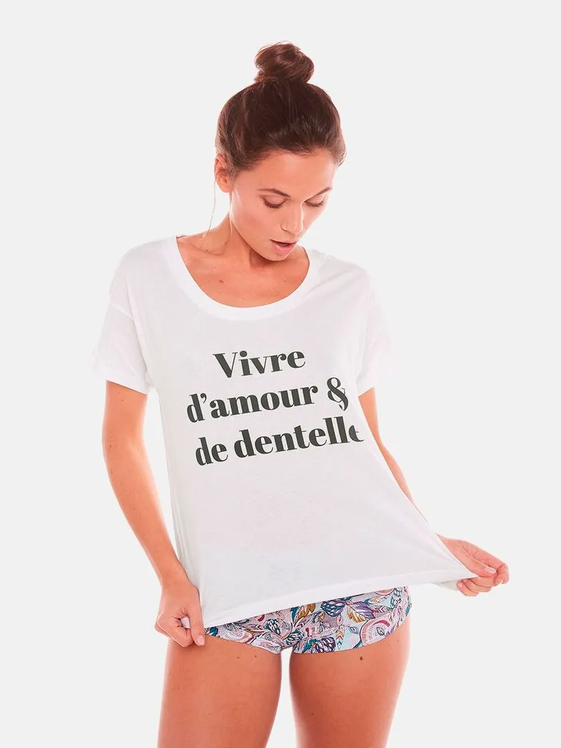 T-shirt VIVRE D'AMOUR - Pomm'Poire - Blanc