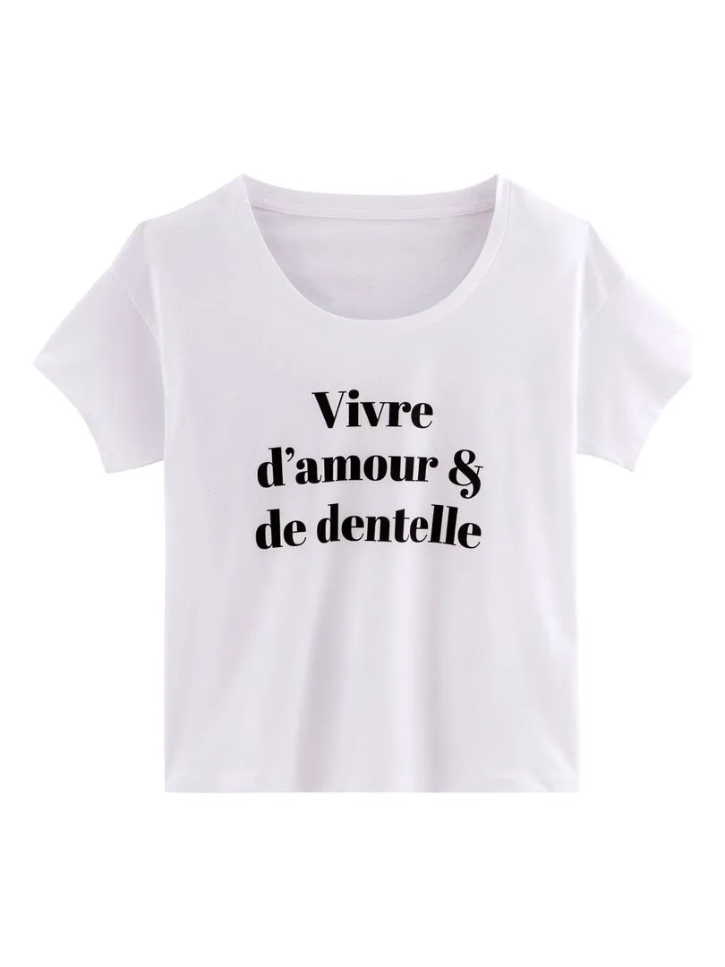 T-shirt VIVRE D'AMOUR - Pomm'Poire - Blanc