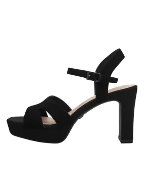 TAMARIS - Nu-pieds cuir talon bloc - Noir