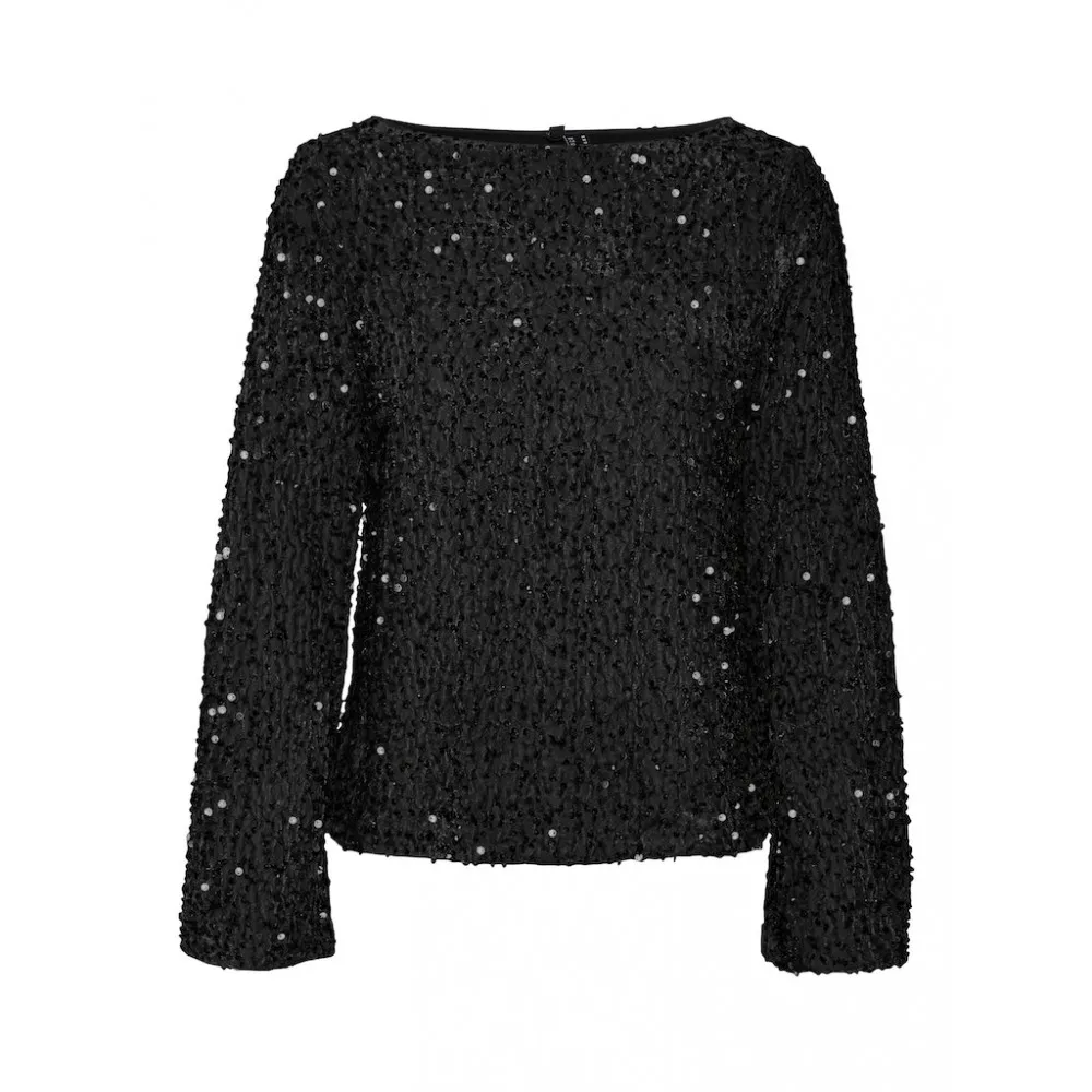 Vero Moda Top Bella  sequins Noir - Vert - Beige