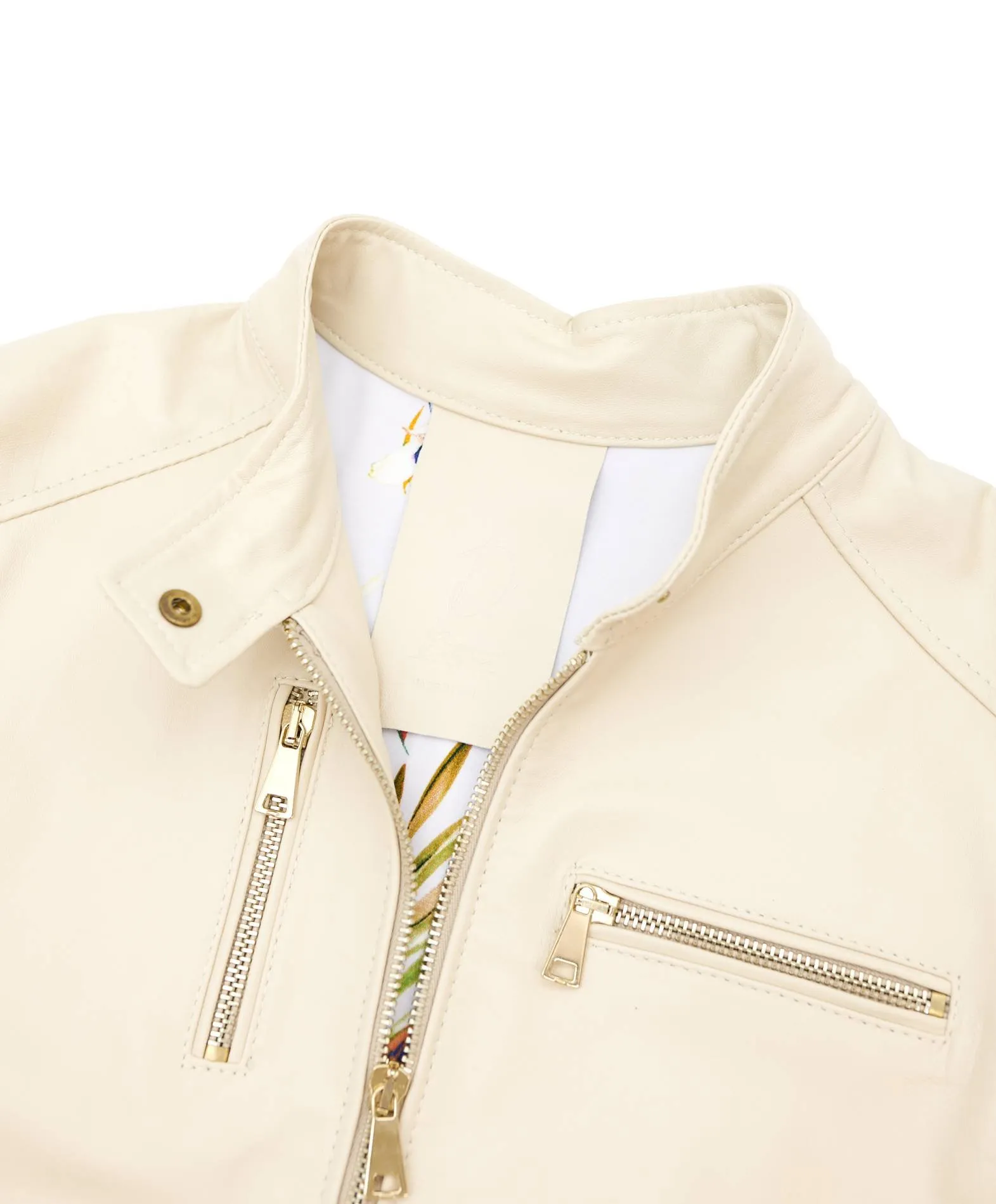 Veste en cuir femme style motard blouson cuir beige Giulia